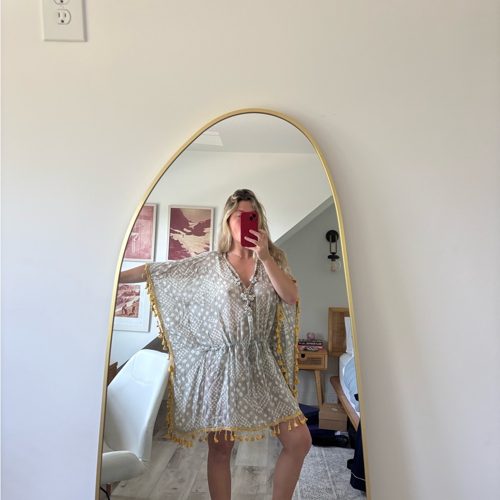 Gray and Yellow Tassel Kaftan